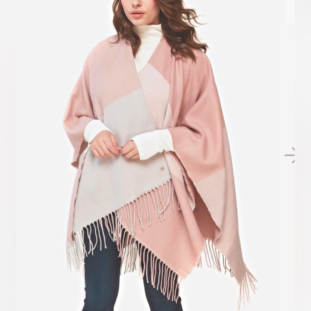 SOIA & KYO Mirel Fringe Knit Scarfigan Poncho